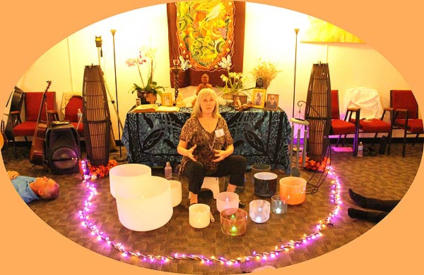 crystal bowl 'bath' conducted by Sapphira Cindy Bergbower